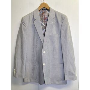 Alan Flusser Blazer Men's Size M Blue White Striped Sport Coat Jacket‎ Paisley